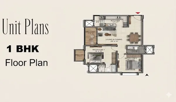 Sattva Ekatra 1 BHK Floor Plan